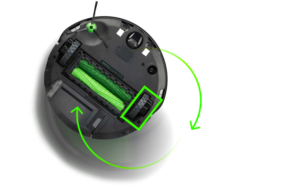 iRobot Roomba Помилка 10 - Прокрутіть бічні колеса Roomba для очищення.