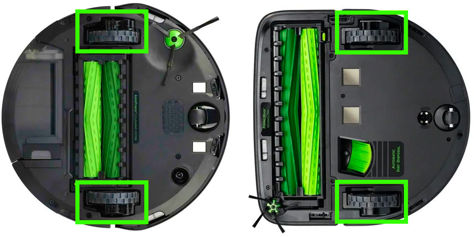 iRobot Roomba Помилка 5 - Прокрутіть бічні колеса Roomba для очищення.