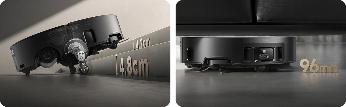 Mova Z70 Ultra Roller Complete долає поріг та їздить під меблями
