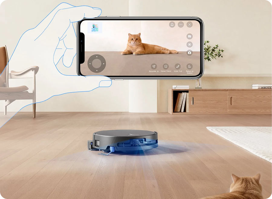Ecovacs Deebot T90 PRO OMNI знімає кота