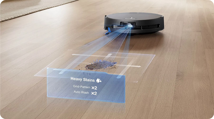 Ecovacs Deebot T90 PRO OMNI сканує пляму