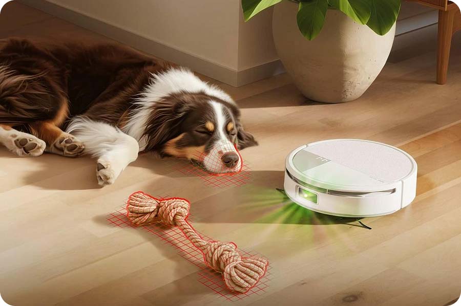 iRobot Roomba Max 775 Combo помічає собаку і іграшку