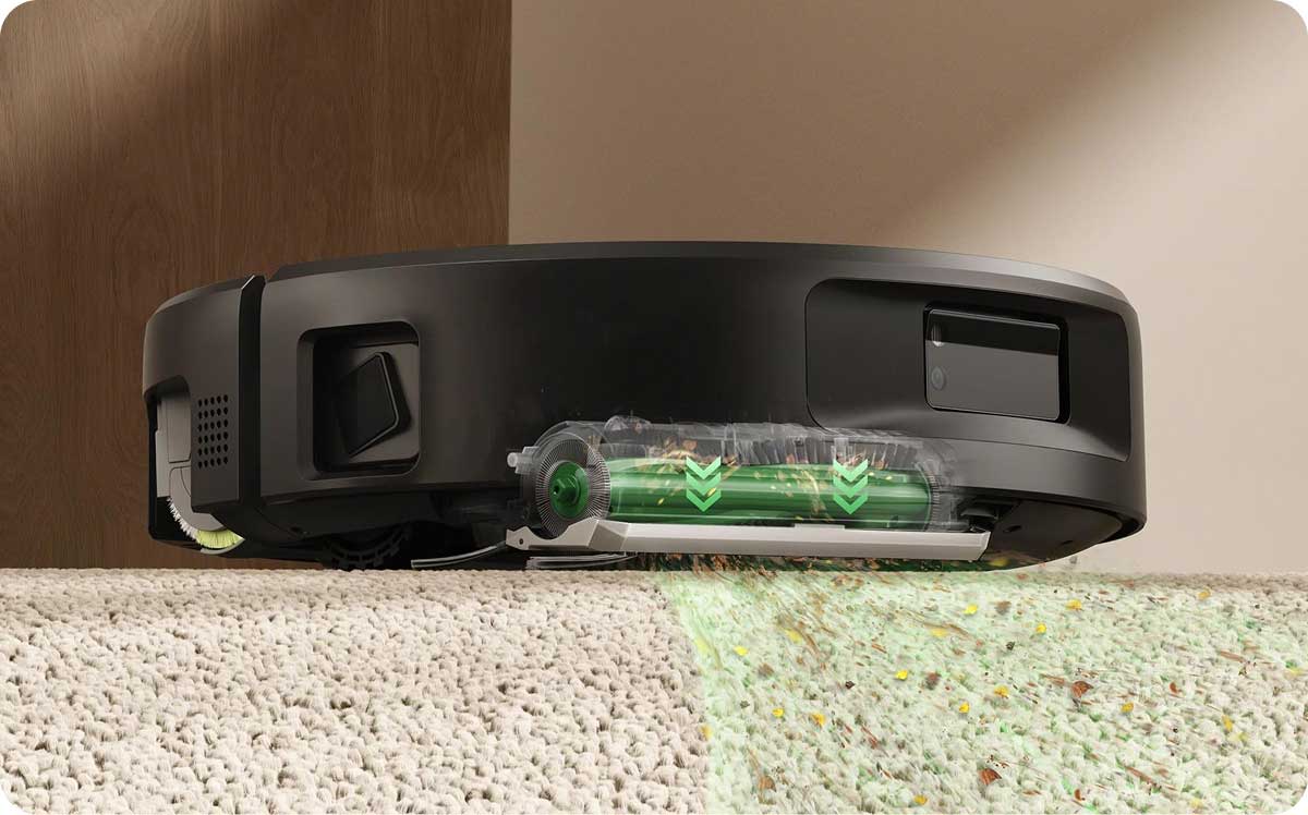 iRobot Roomba Max 875 Combo притискає всмоктувальний канал до килима