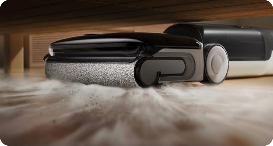 Roborock F25 Gen 2 всасывает пыль