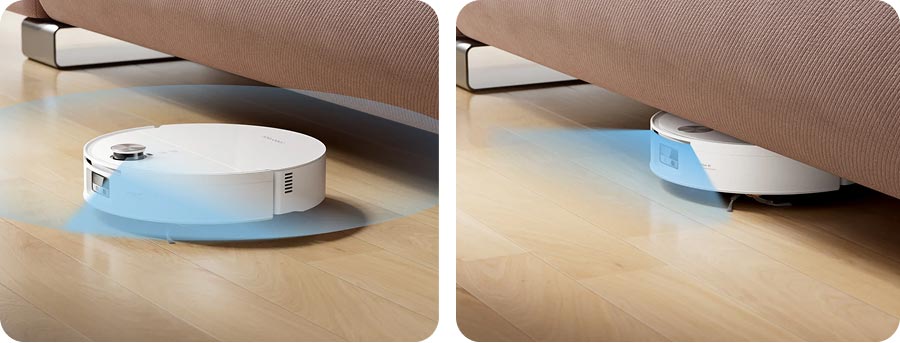 Roborock Qrevo Edge 2 Flow выезжает из-под мебели