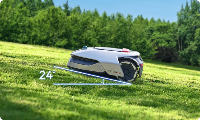 Работ Газонокосилка Dreame Roboticmower A1 работает на холмах с углом наклона до 24°