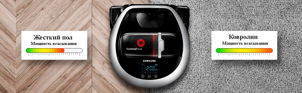 Авторегулировка потужності всмоктування Samsung PowerBot VR20R7260WC/EV