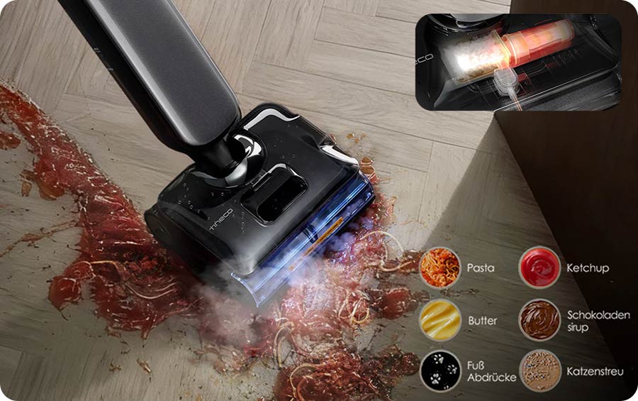 Tineco FLOOR ONE S9 Artist Steam Pro всасывает 22000 Па
