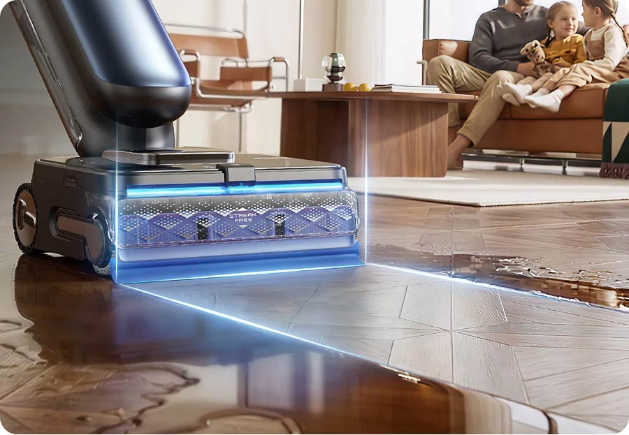 Tineco FLOOR ONE Station S9 Artist опускает скребок