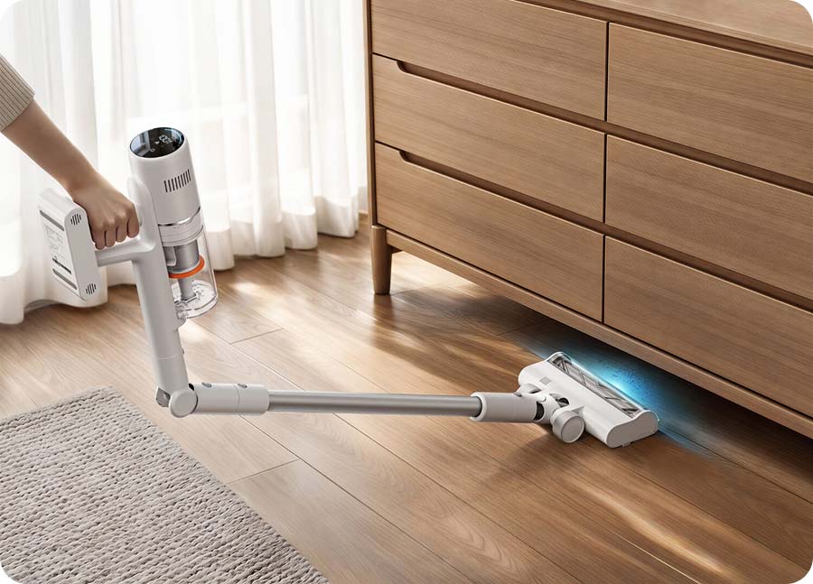 Xiaomi Mijia Vacuum Cleaner 4 пылесосит под комодом